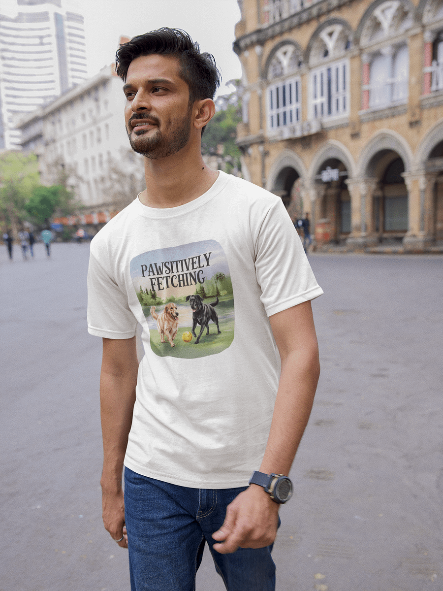 Pawsitively Fetching - Two Playful Dogs In The Garden T-shirt product image (2)