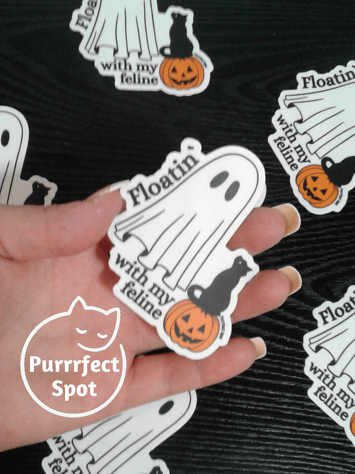Floatin’ With My Feline Sticker 🐾🎃👻 product image (1)