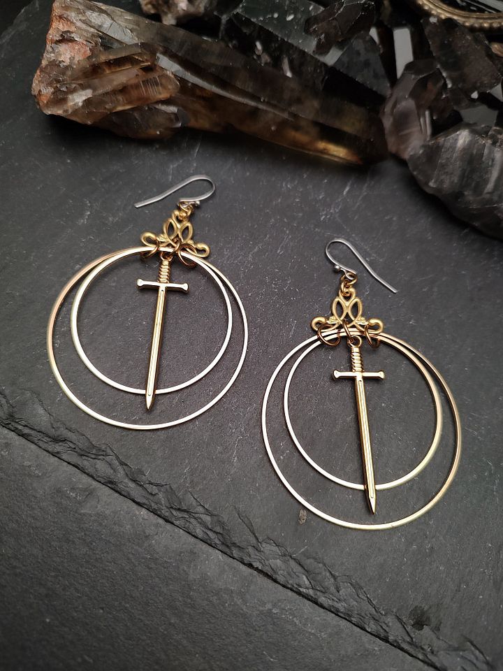 Earrings Swords - Golden Sword Duo product image (1)