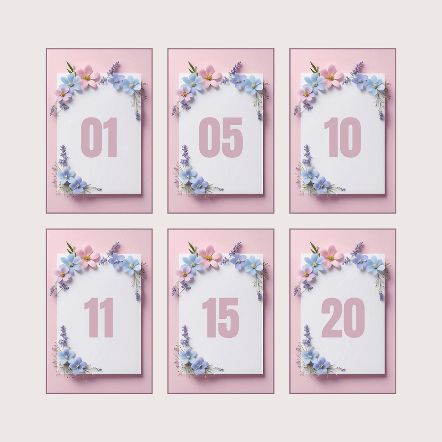 Floral Table Number Card - Dizynai (DTN-14) product image (2)