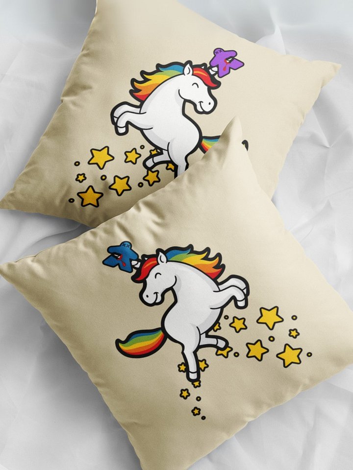 Rainbow Unicorn Meeple Death Board Game Throw Pillow product image (1)