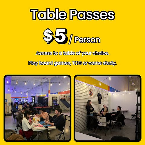 Looking for a cozy spot to play board games, trade cards, or just study with friends? 🎲📚✨ Grab a Table Pass for only $5 per p...
