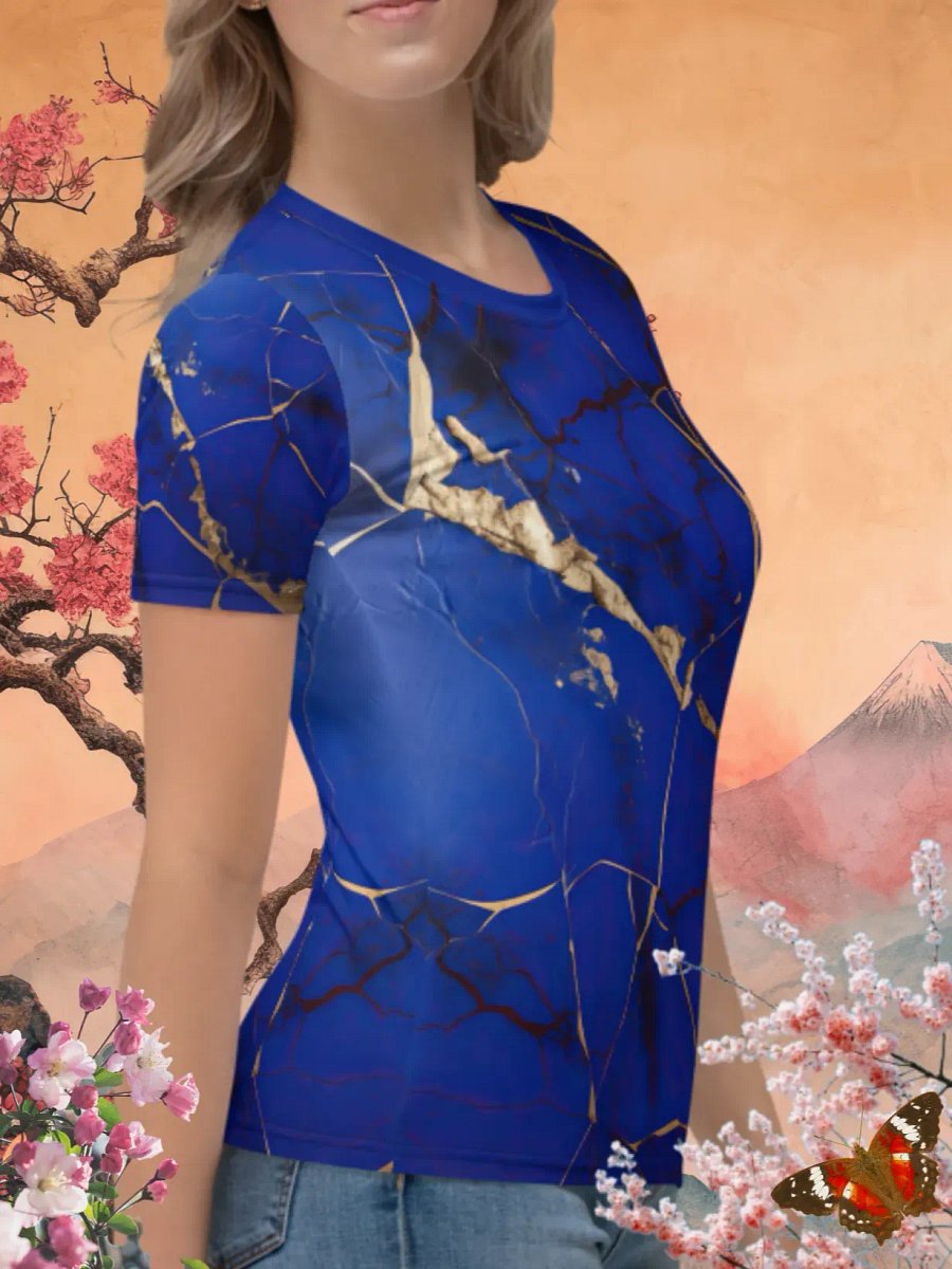 Elegant Blue Kintsugi T-Shirt product image (3)