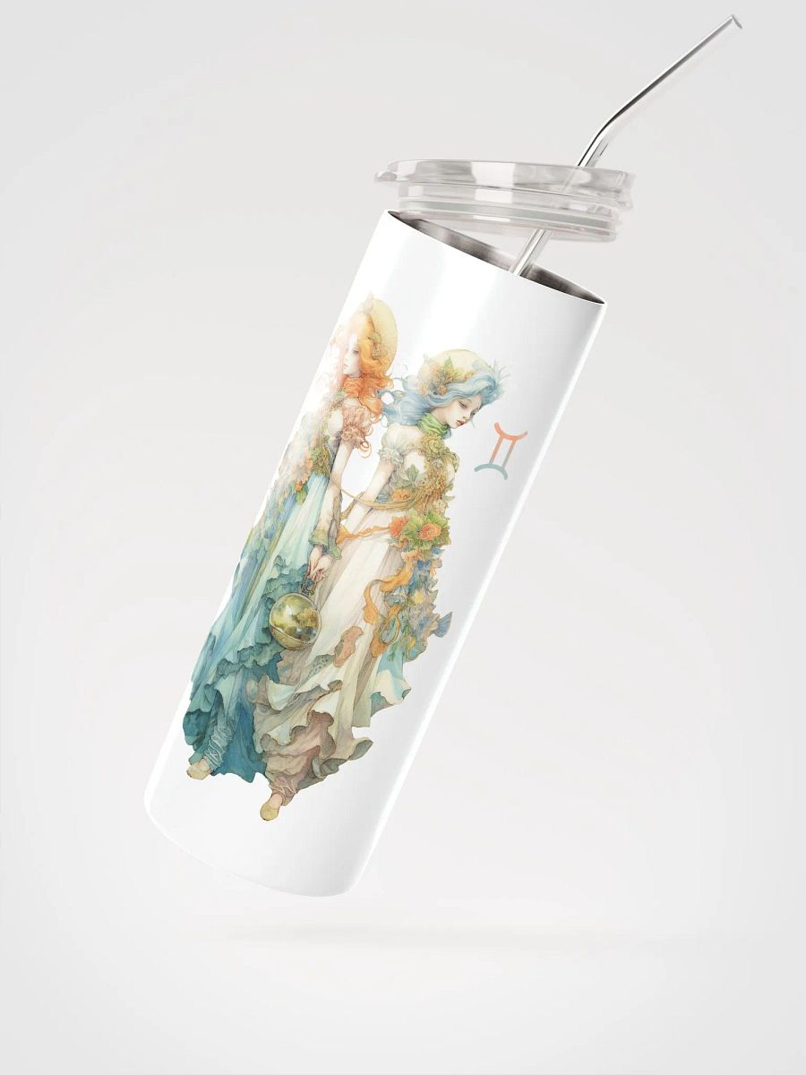White Gemini Zodiac Stainless Steel Tumbler - Serene Gemini Girls Illustration product image (2)