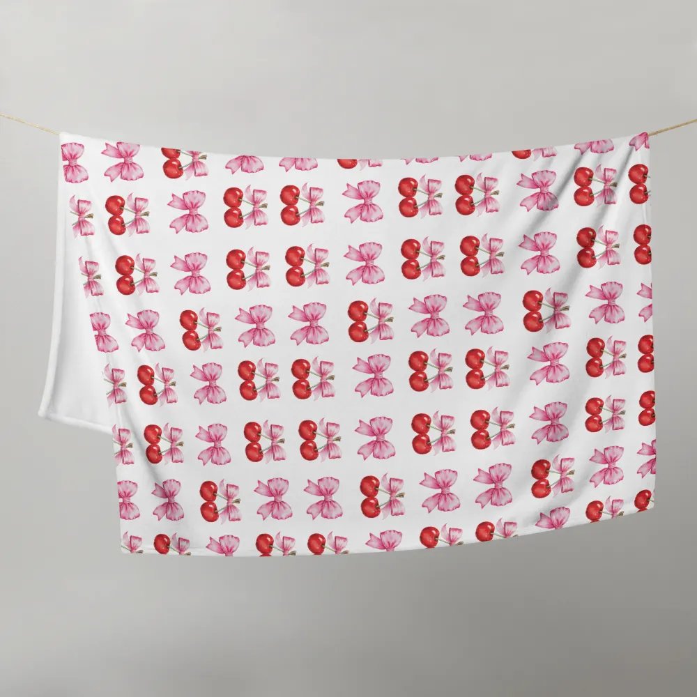 Pink Bows and Cherries Throw Blanket - Cute and Cozy Decor product image (11)