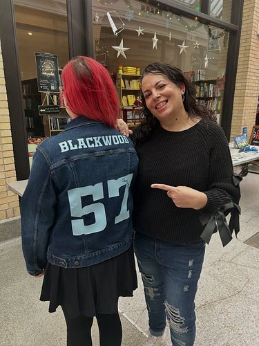 Baby author’s first piece of fan art. @samantha_reads61 surprised me with her Kane Blackwood jacket!! He’s her favorite!😍