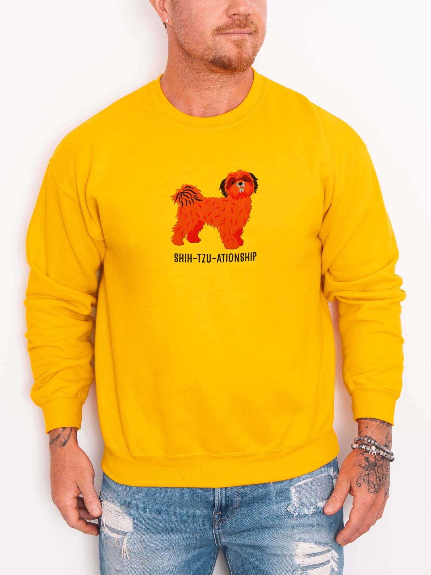 Shih-Tzu-ationship Sweatshirt (Embroidered) of a Shih Tzu(Red) product image (2)
