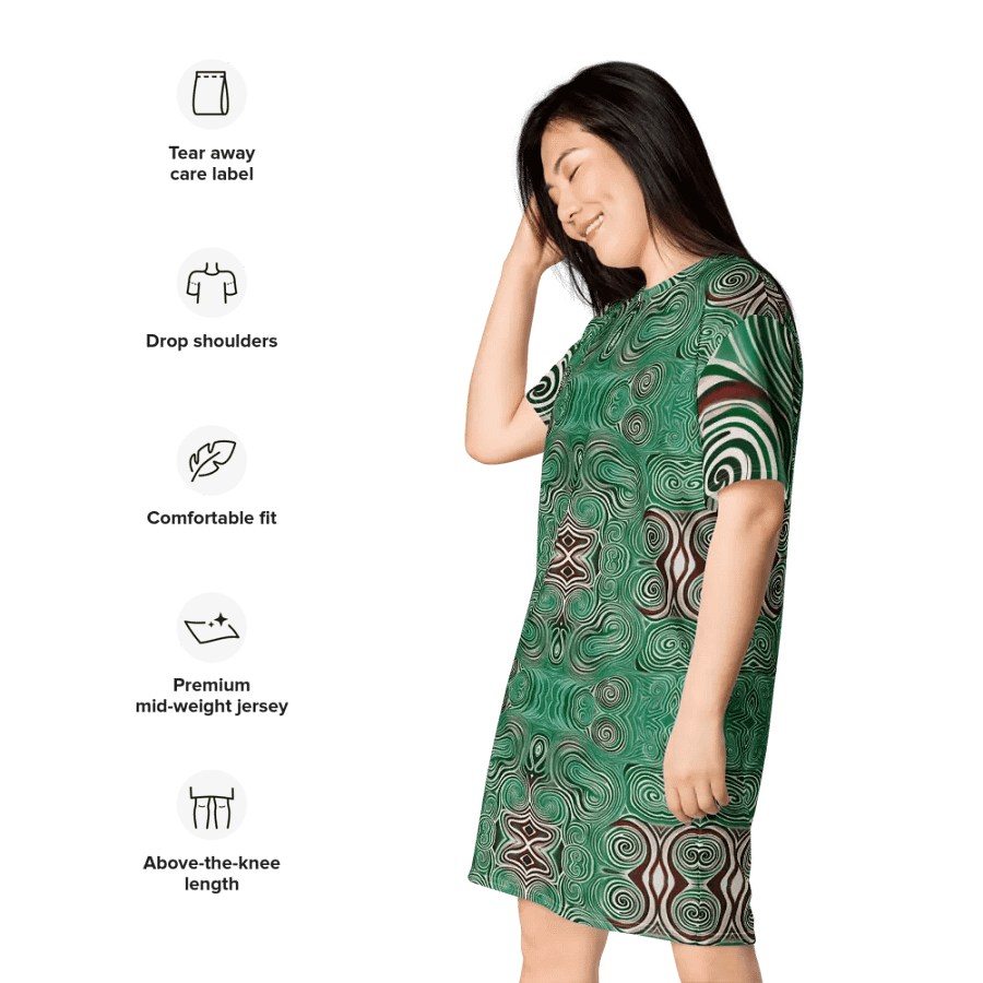 Funky Cool Green Liquid Tie-Dye T-shirt Dress product image (10)