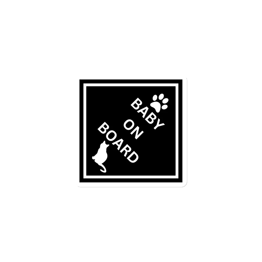 Cat Baby on Board Magnet - White on Black product image (1)