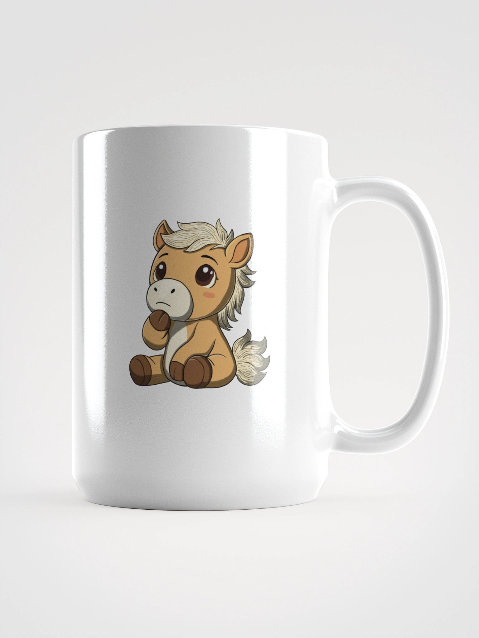 Thinking Waffles Mug | Cute Plush Overthinking Horse Cup | Anxiety Support Mug product image (1)