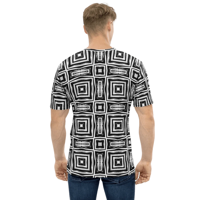 Abstract Monochrome Repeating Pattern Men's Crewneck T Shirt product image (14)