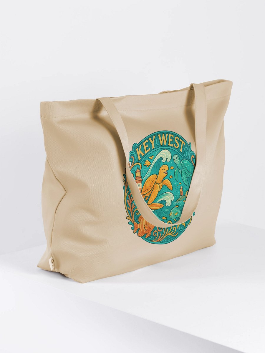 Key West Organic Cotton Tote Bag with Turtles, Fish, and Lighthouse product image (8)