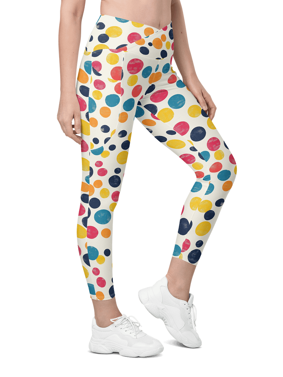 Polka Dot Illusion Vintage Retro Crossover Leggings with Pockets product image (5)