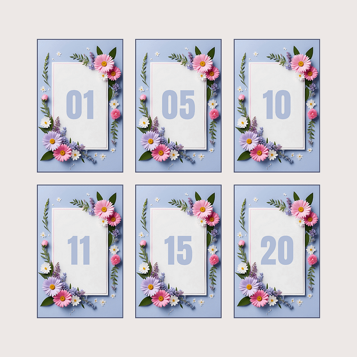Floral Table Number Card - Dizynai (DTN-07) product image (2)