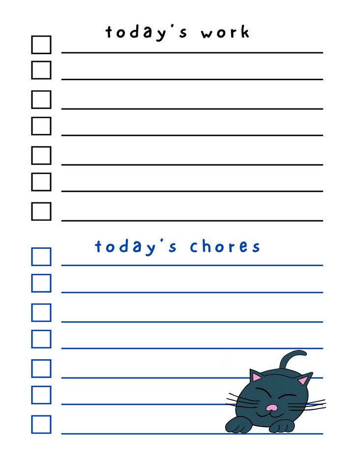 Cute Cartoon Russian Blue Kitty Laminated To Do List with Dry Erase Marker product image (2)