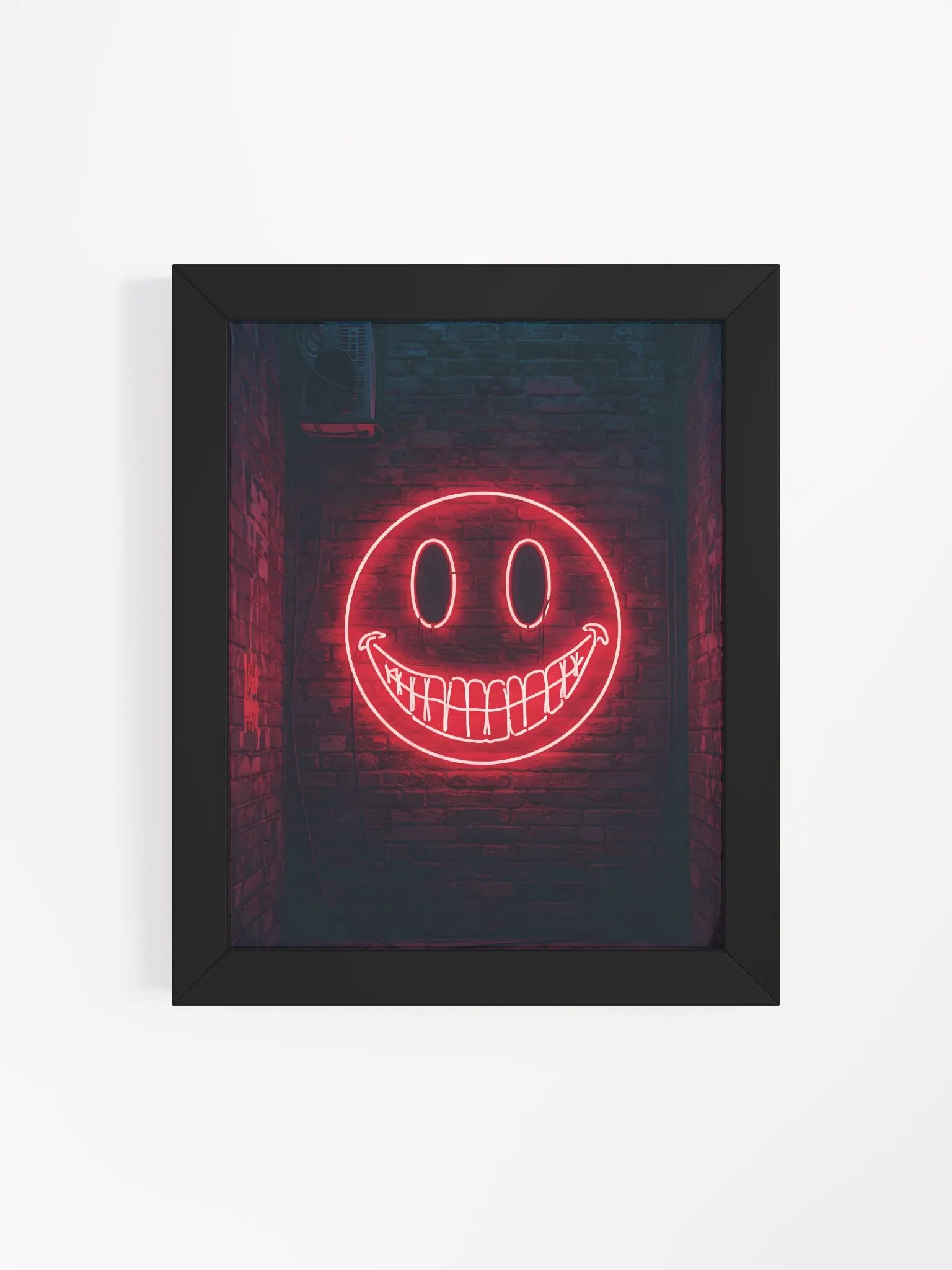 Red Neon Smiley Face Framed Poster product image (43)