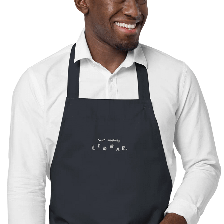 *not* mentally linear (white) embroidered organic cotton apron product image (6)
