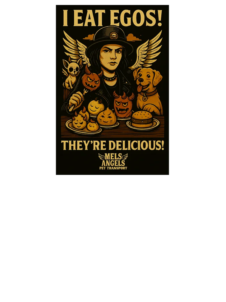 Mel’s Angels "I Eat Egos – They’re Delicious" Vintage Graphic Tee | Punk Rock Dog Lovers Shirt product image (2)