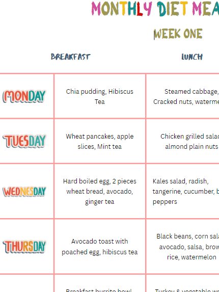 Monthly Healthy Diet Meal Plan product image (1)