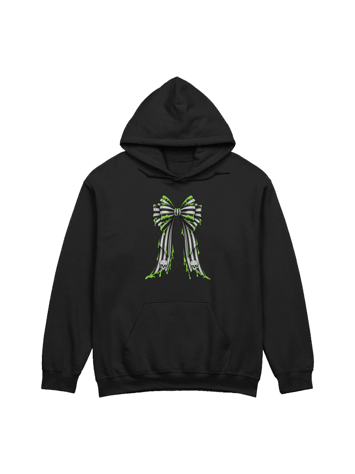 [UM Designs] Coquette Bow with Slime - Unisex Pullover Graphic Hoodie [black letters] product image (1)