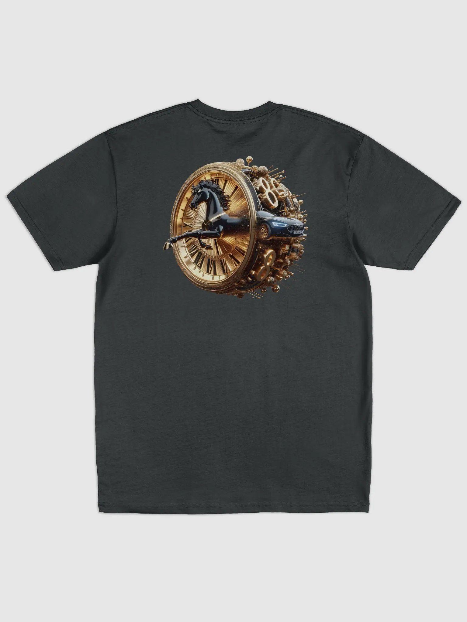 Timeless Elegance Clock and Horse Sculpture Tee product image (2)