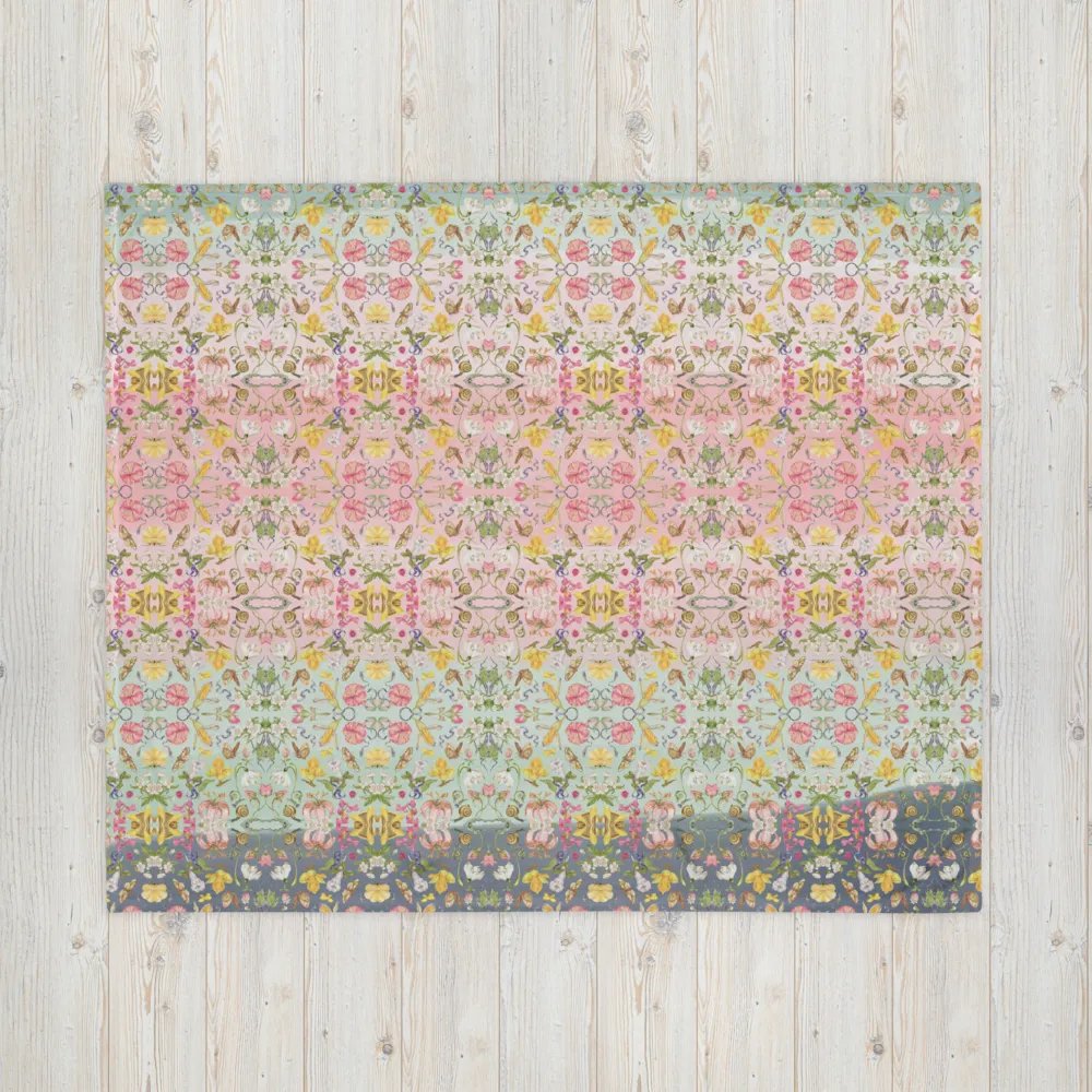Exotic Blooming Floral Butterfly Pink/Mint Stripe Throw Blanket product image (5)