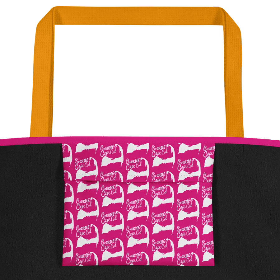 BRN.2C.C.™ | Large Tote Bag with Pocket | Coastal Classic | All-Over Logo Print | White Logo on Pink product image (3)