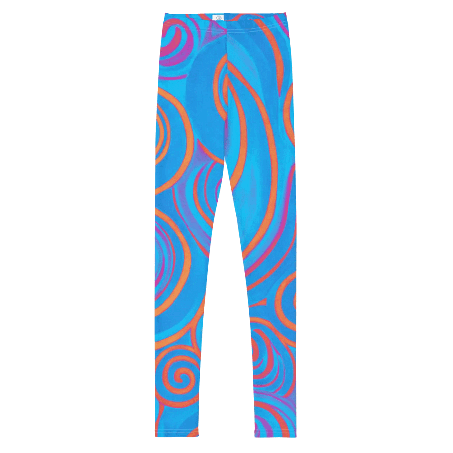 Funky Blue Dreams Liquid Tie-Dye Youth Leggings product image (5)
