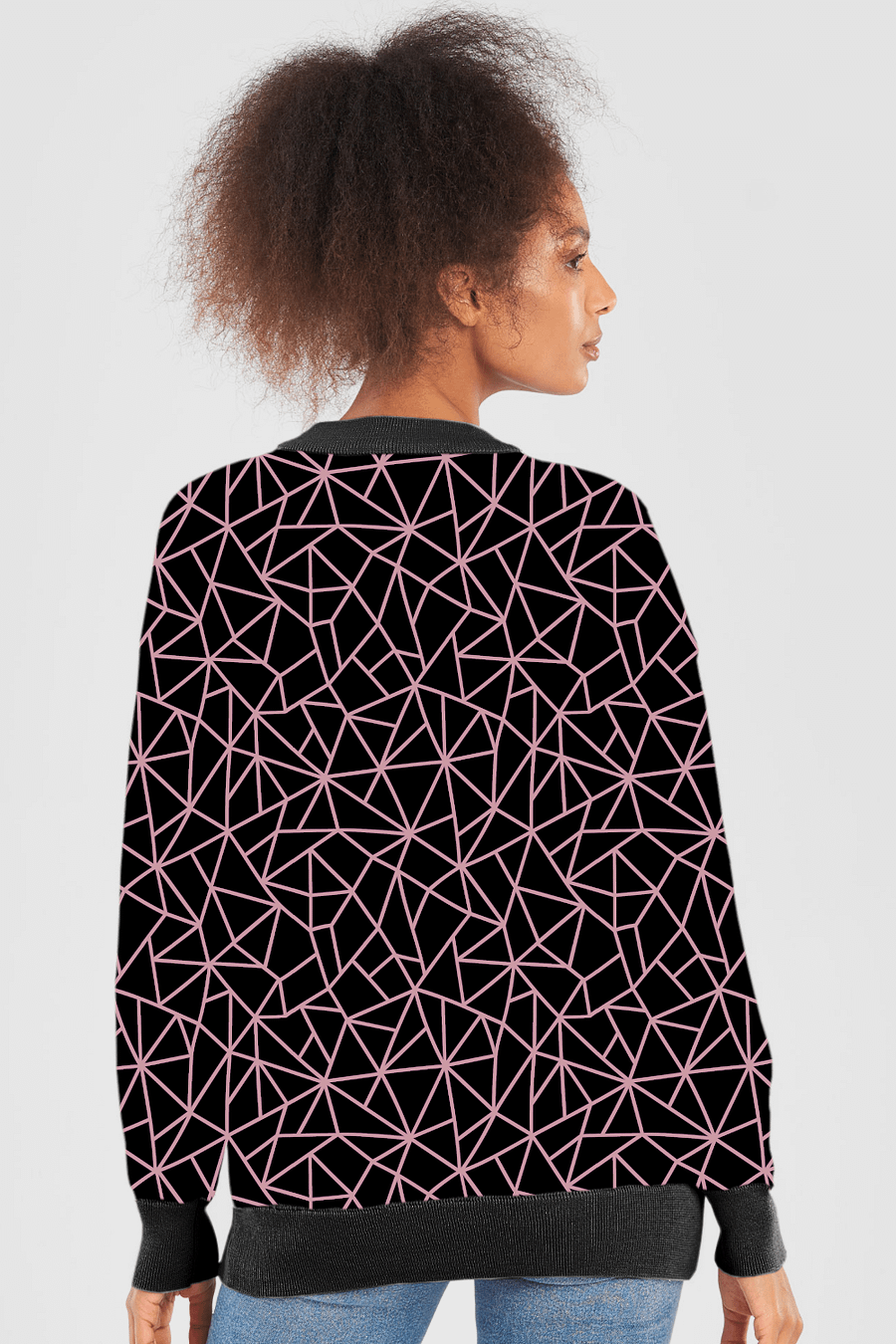 Pink Black Geometric Pattern Sweater product image (10)