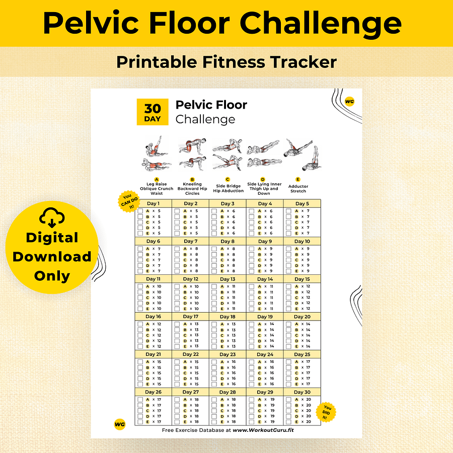 30 Day Pelvic Floor Challenge - Printable Workout Tracker product image (1)