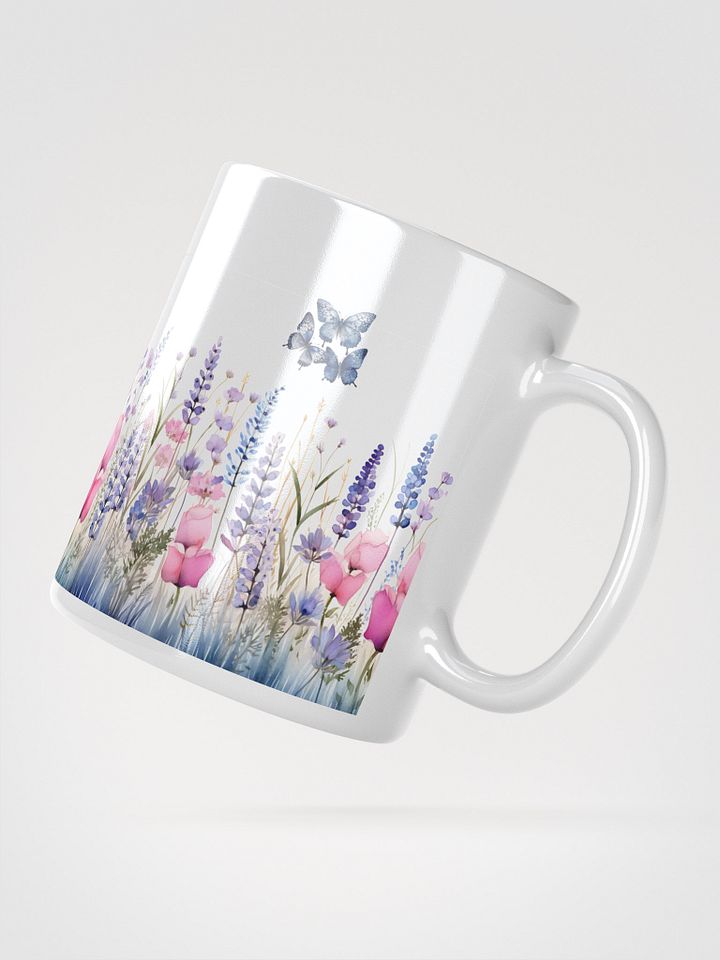 Pastel Wildflower and Blue Butterflies White Mug product image (2)