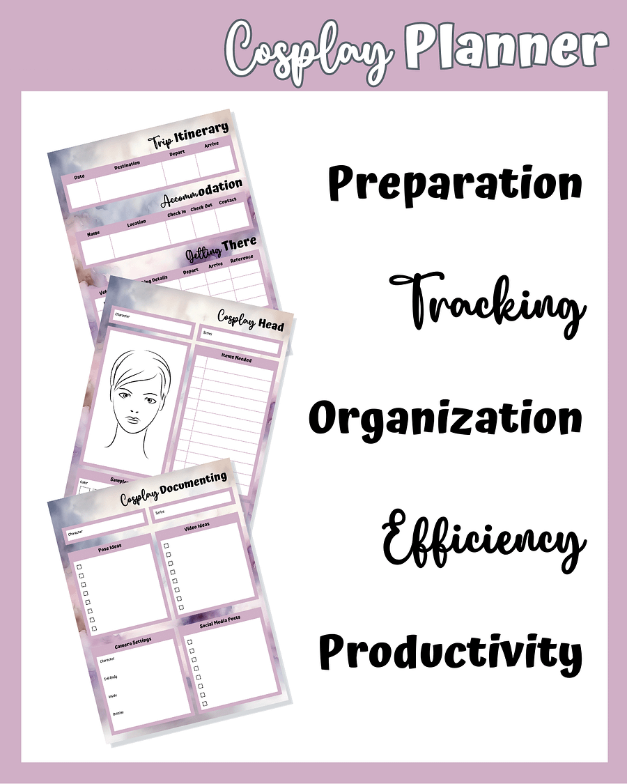 Soft Rose Cosplay Planner Printable product image (4)