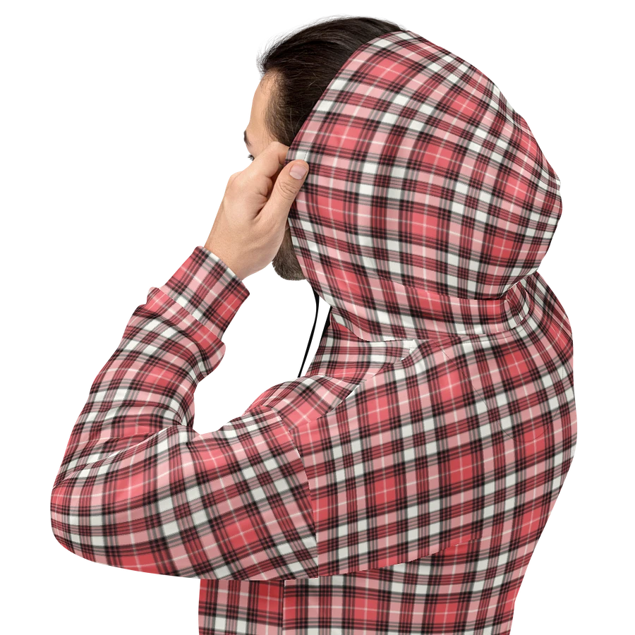 Coral Pink, Black, and White Plaid Hoodie product image (8)
