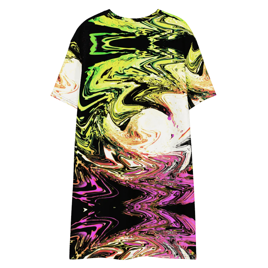 Abstract Neon Daisy Swirl Ladies T Shirt Dress product image (8)