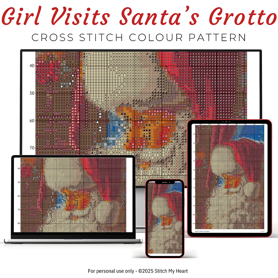 Girl Visits Santa's Grotto Cross Stitch Pattern product image (3)