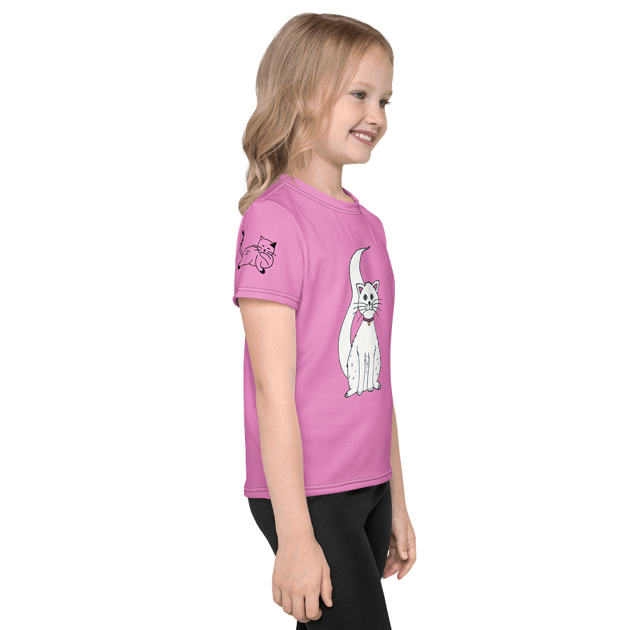 White Cat (art by Dina R.) acrylic painting - Kids Crew Neck T-Shirt product image (4)
