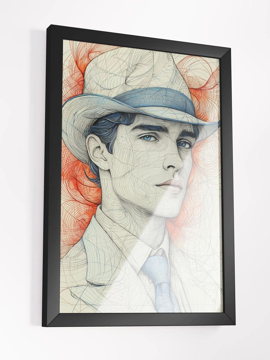 Retro Charm: Line Art Portrait of a Man in a Blue Tie product image (3)