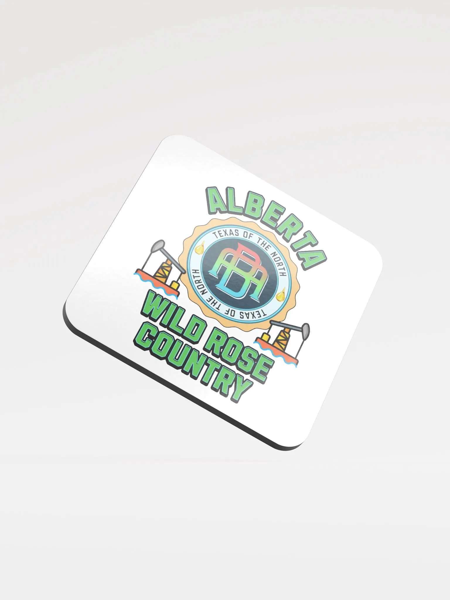 Alberta Wild Rose Country Emblem Glossed Cork Coaster product image (3)