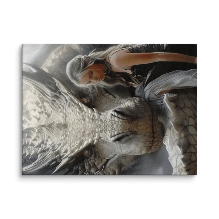 Girl with her white dragon - Canvas product image (1)