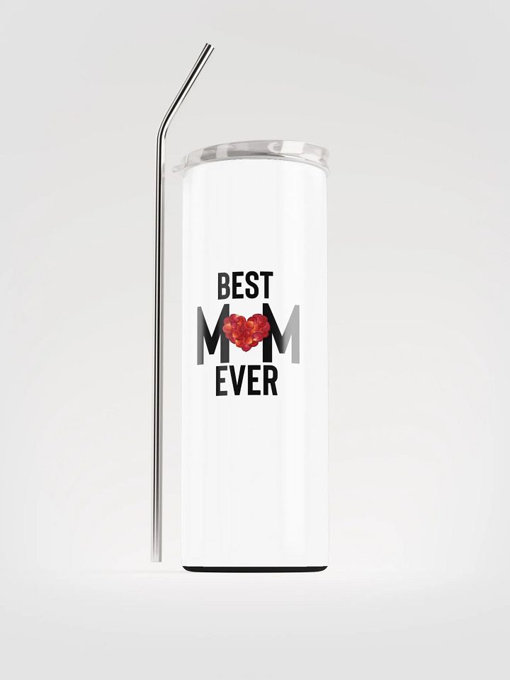 Rose Heart Mom Stainless Steel Thermos Tumbler with Straw, leak proof cup lid, Rose Heart Tumbler for women, mug, portable Bottled Water Bottle. product image (1)