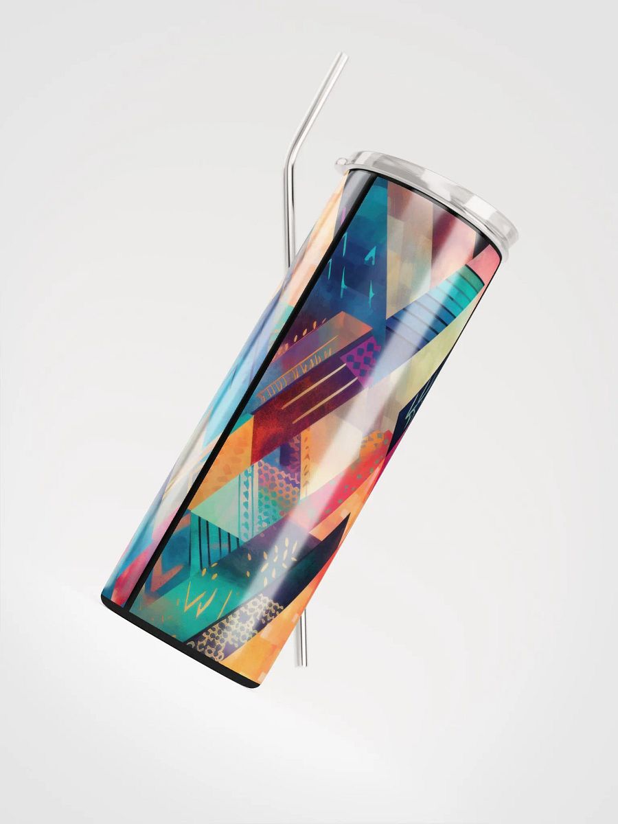 Embrace Boho Chic with our Geometric Stainless Steel Tumbler - Reusable Straw Included product image (4)