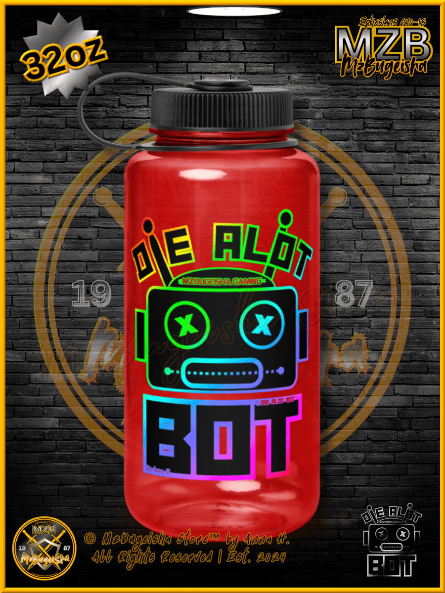 Sports Water Bottle - MzBugeisha™ "Die Alot Bot™ / DieAlotBot™" [spectrum/red] 32oz Sports Water Bottle By Anna H product image (1)