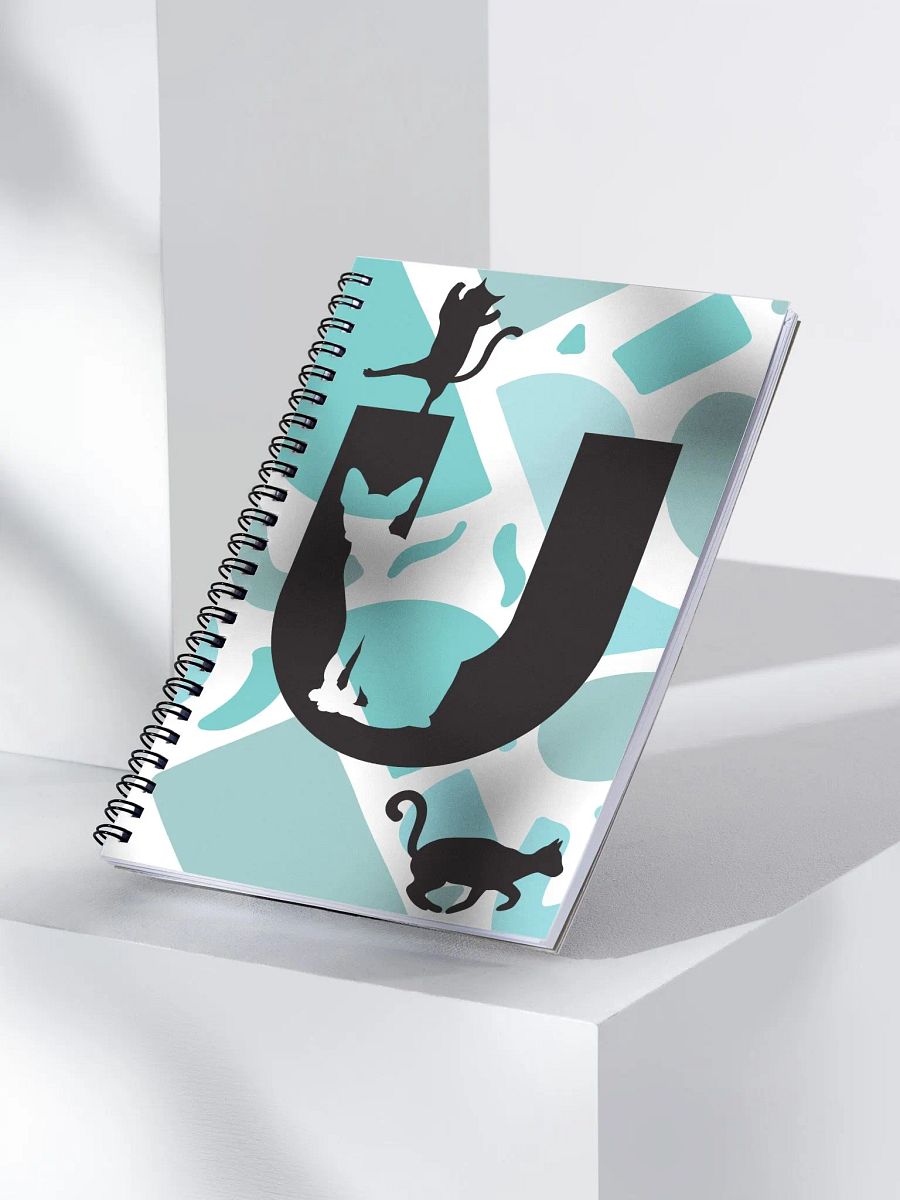 Monogram Letter U Cat Lover Geometric Blues Notebook product image (3)