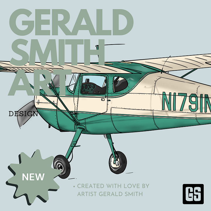 Cessna 120 Printable Digital Aviation Art - Blue Sky Background, Perfect Pilot Gift product image (1)