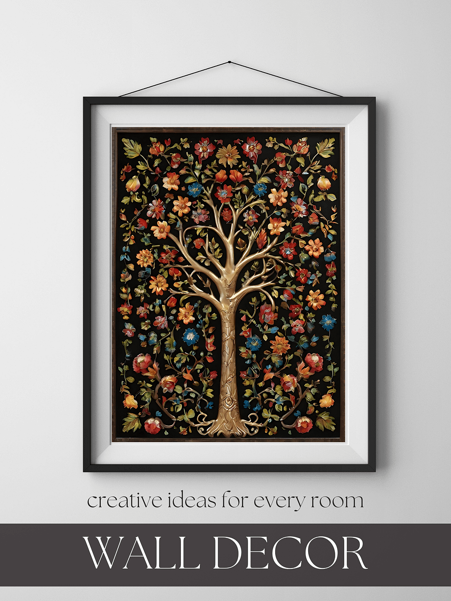 Indian Tree of Life Vintage Folk Art | Blossoming Tree | Floral Print Pichwai Painting | Bohemian Wall Art product image (1)