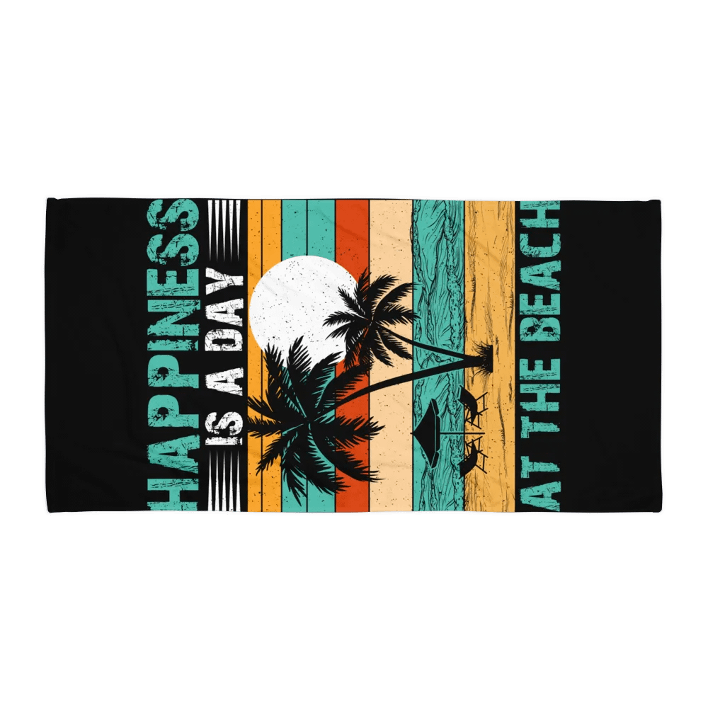 Happiness is a Day at the Beach Retro Beach Towel product image (1)