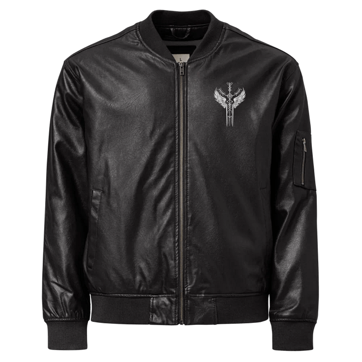 The Valkyrie Stave Faux Leather Bomber Jacket (embroidered stave) product image (1)