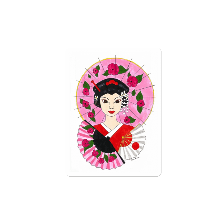 Japanese Geisha (art by Dina R.) acrylic painting picture - Die-Cut Magnets product image (2)