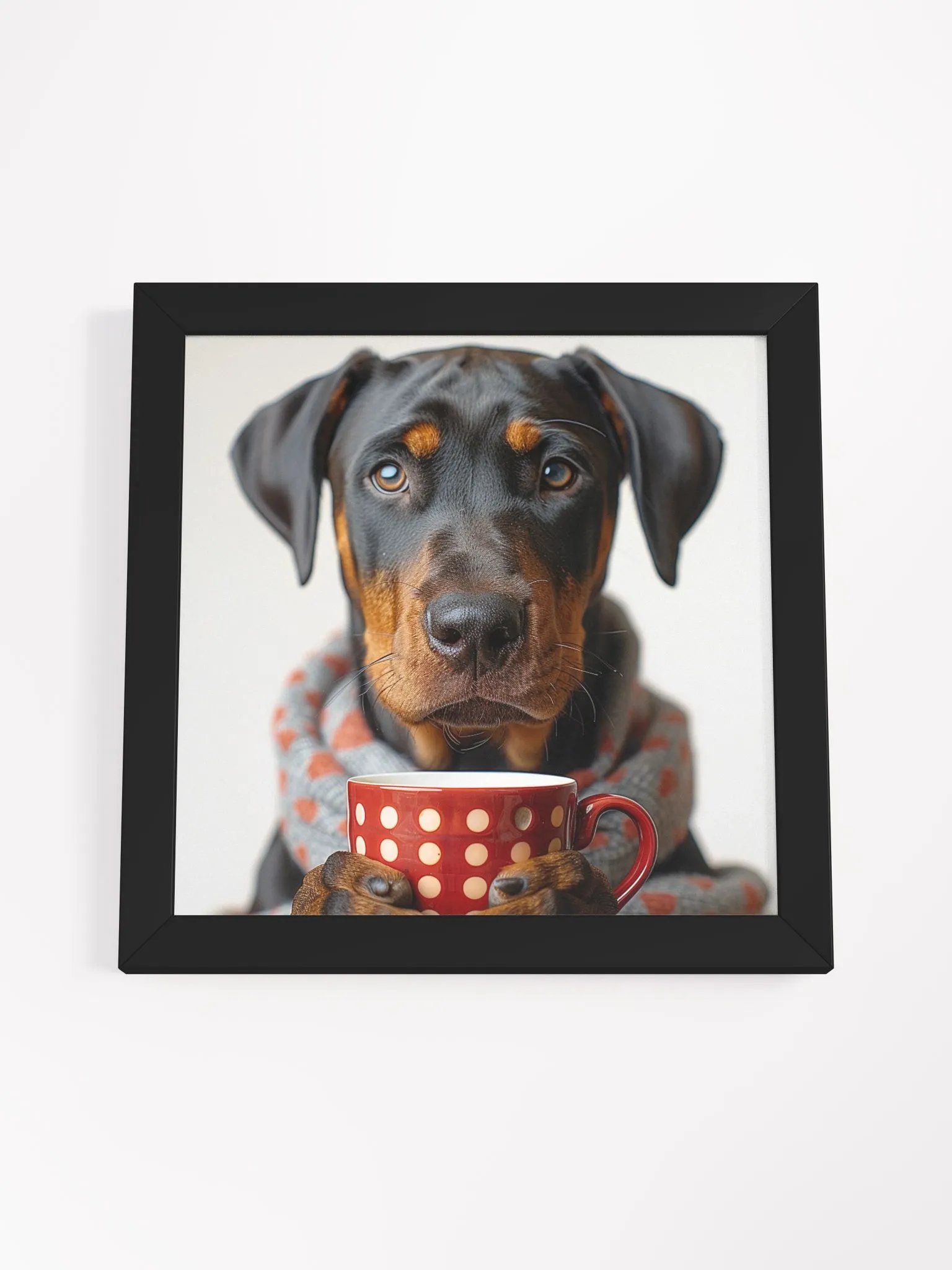Coffee Lover Doberman Pinscher Dog Framed Wall Art product image (4)