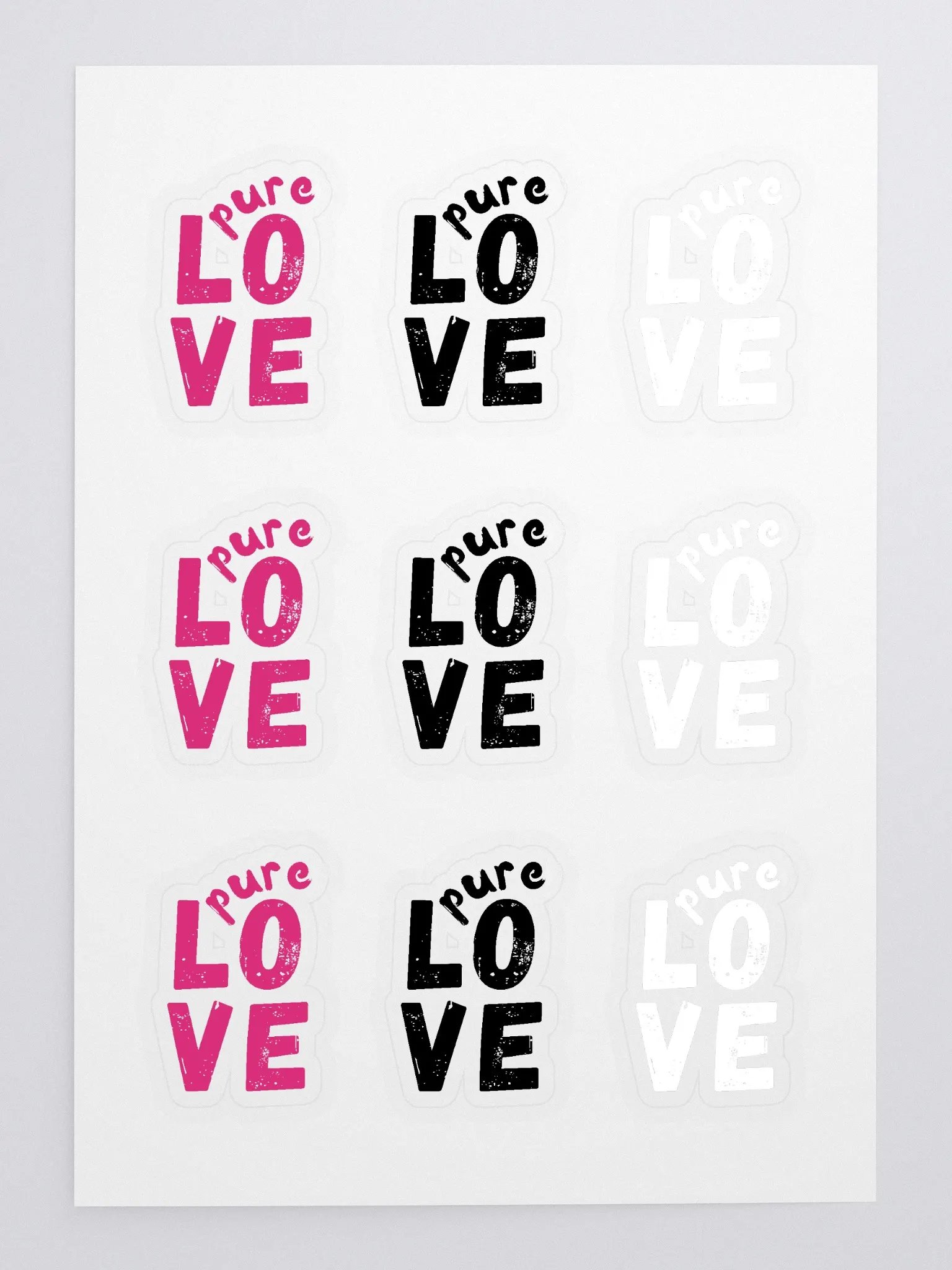 Pure Love multicolor with transparent Background Sticker Sheet product image (1)